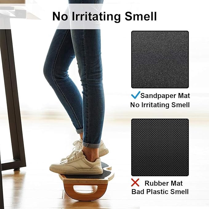 StrongTek Ergonomic Wood Foot Rest for Enhanced Circulation & Comfort, 350lbs Capacity, Rocker Balance Board for Standing Desks, Non-Slip, No Assembly, 18" Wide - Ideal for Office/Home-DeskLoop Office