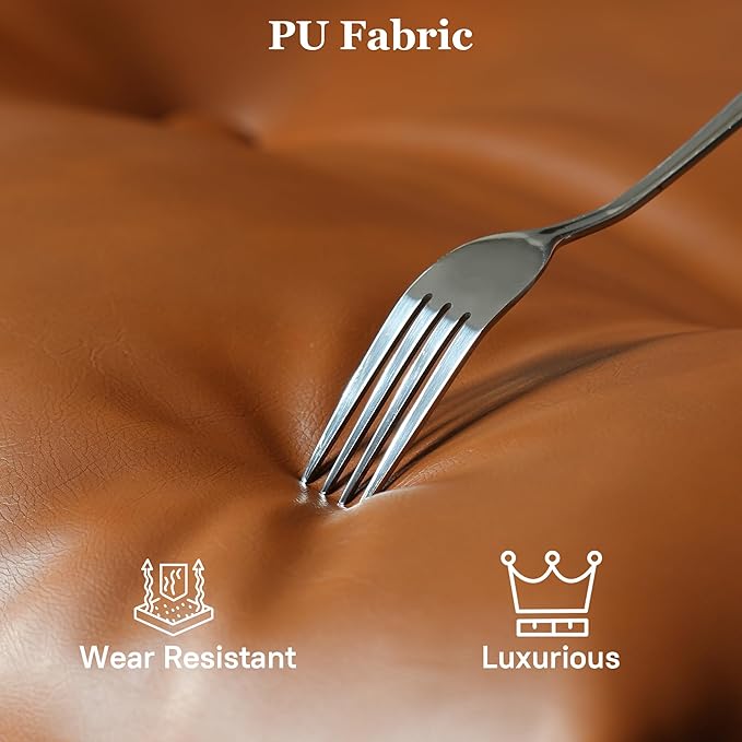 Mid Century Modren Big and Tall Office Chair,Large Ergonomic Executive Chair for Heavy Duty People, Computer Desk Task Chair with Wheels, Faux Lether Fabric Wide Chair for Home Sturdy,Brown(PU)-DeskLoop Office