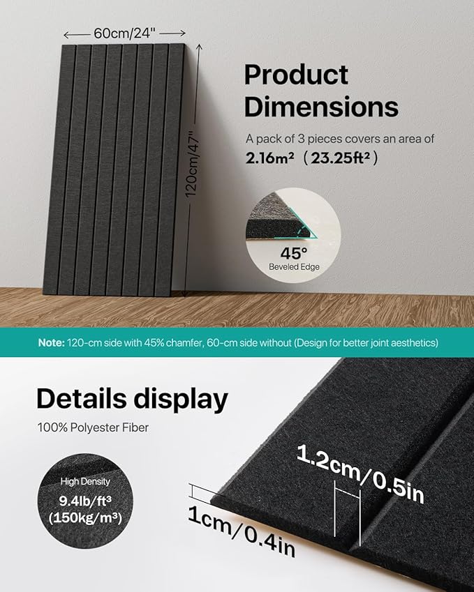 Soundsbay Large Cork Board, 71" x 47" Black Bulletin Board, 3 Pack Felt Wall Tiles Self-Adhesive, Pin Board for Walls Office Home Classroom Decor-DeskLoop Office