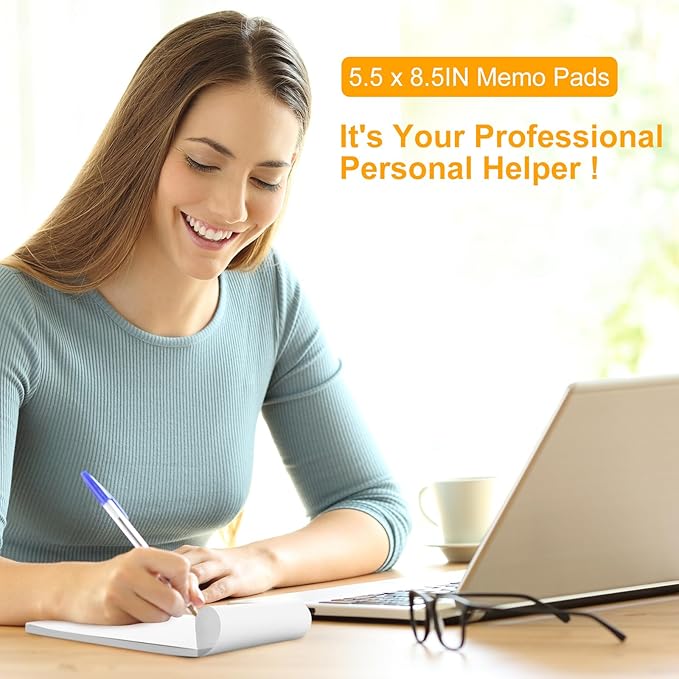 Fainne 3 x 5 Inch Paper Note Pads White Memo Pad Blank Writing Memo Scratch Paper for Waitress Waiter Book to Do Grocery List Small Notebook Restaurant Checkbook, White(40 Pack)-DeskLoop Office