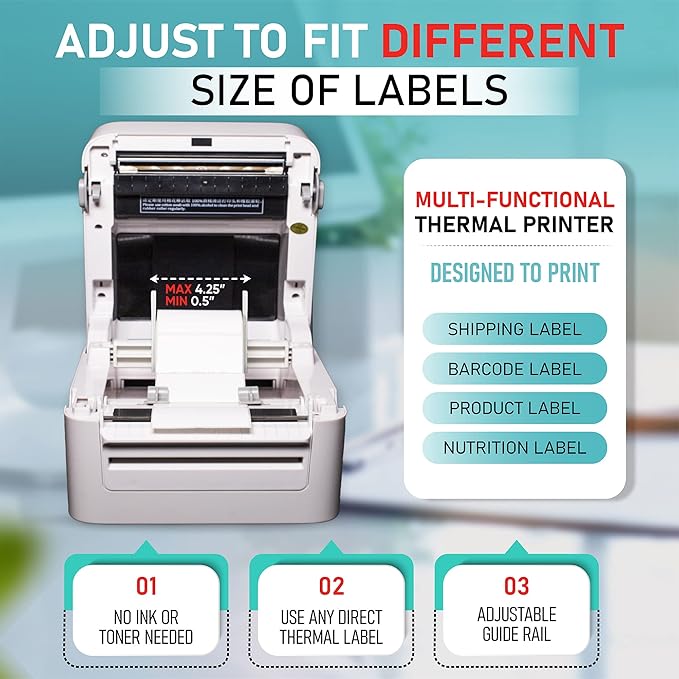2054K-AP Auto Peel Shipping Label Printer, Separate Label from Backsheet Automatically, Print on Windows Mac Chromebook via USB, Print Wireless for BT on Windows ONLY, UPS USPS FedEx-DeskLoop Office