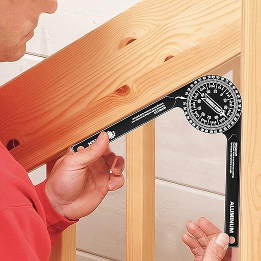 Saker Miter Saw Protractor|7-Inch Aluminum Protractor Angle Finder Featuring Precision Laser-Inside & Outside Miter Angle Finder for Carpenters, Plumbers and All Building Trades (Black)-DeskLoop Office