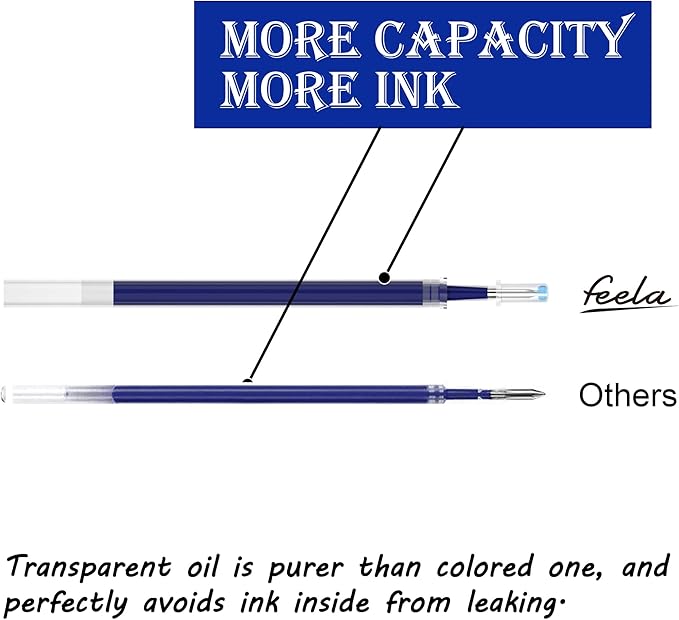 feela 30 Pack Retractable Blue Ink Gel Pens Set Medium Point 15 Piece Fine Point Gel Pen with 15 Refills for Smooth Writing-DeskLoop Office