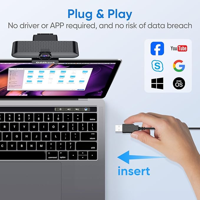 Full HD 1080P Webcam with Microphone, Auto-Light Balance, Rotatable Design,Privacy Cover, Plug and Play for Zoom, Skype,Web Conferencing - Compatible with Windows, Mac, Laptop, Desktop-DeskLoop Office