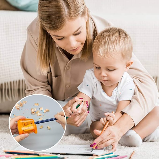KIDMEN Manual Pencil Sharpeners,2 Holes Compact Sharpener with Lid for Kids, School and Office-12 Pack-DeskLoop Office