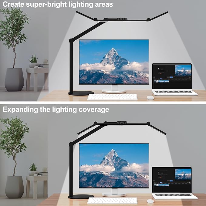 Micomlan Architect Desk Lamp with Atmosphere Lighting, Adjustable Led Desk Light for Home Office with Base, 24W Bright Auto Dimming Table Light with Rotatable Swing Arm for Workbench Computer-DeskLoop Office