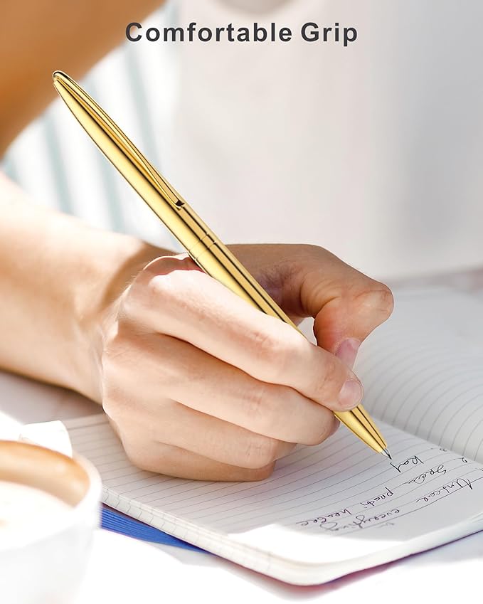 Cambond Ballpoint Pens Fancy Pens - Wedding Guest book with Pen for Journaling Uniform Christmas Gift Gold Pen Black Ink Pens 1.0mm Medium Point, 3 Pens with 6 Refills (Gold)-DeskLoop Office