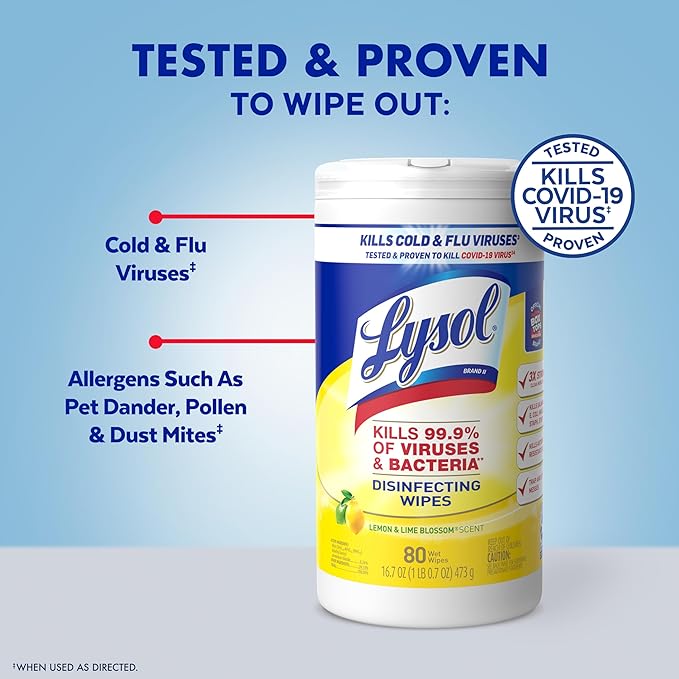 Lysol Disinfectant Wipes Bundle, Multi-Surface Cleaning Wipes, For Disinfecting & Cleaning, contains Lemon & Lime Blossom, Crisp Linen, & Mango & Hibiscus, 3x80 ct, (240 ct Total)-DeskLoop Office