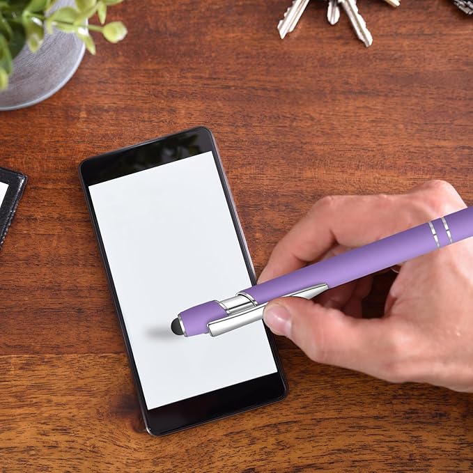 12 Pcs Blue Ink Ballpoint Pen with Stylus Tip, 1.0 mm Metal Pen Stylus Pen for Touch Screens, 2 in 1 Thank You Pen Gift for Friends, Colleagues, Coworker, Office, Family(Multi Pink)-DeskLoop Office