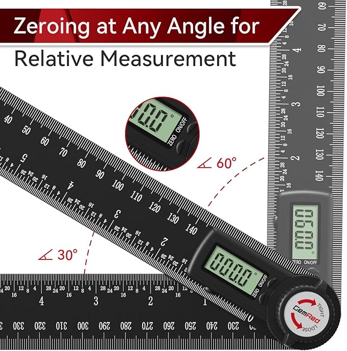 GemRed 82305 Aluminum Digital Angle Finder Protractor-DeskLoop Office