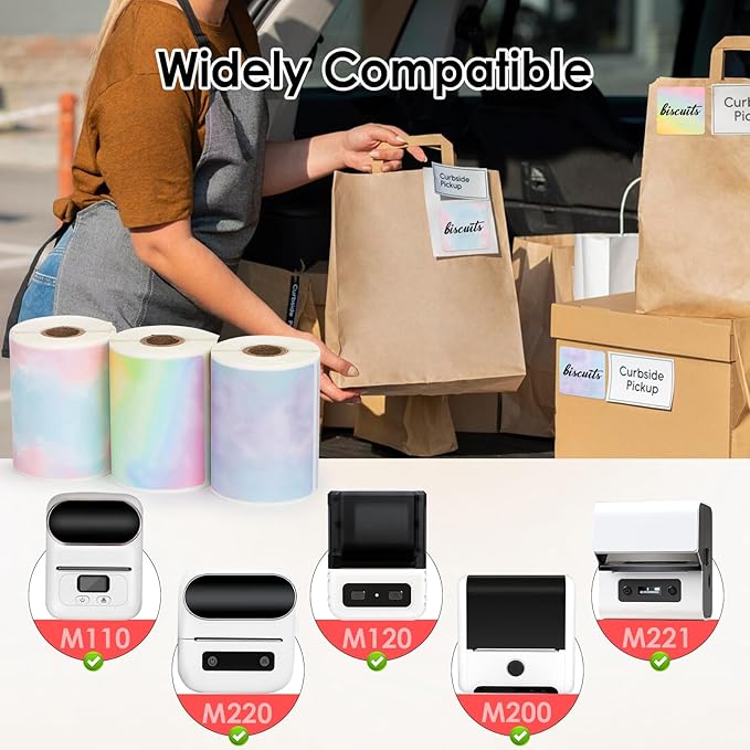 HuiJuKeJi 3 Rolls Thermal Square Label Paper,1.96 "x1.96 Gradient Label Maker Sticker for Phomemo M220/M200/M221/M110 Printer,Multi-Purpose Self-Adhesive Waterproof Labels for Barcode,DIY,Logo,Thanks-DeskLoop Office