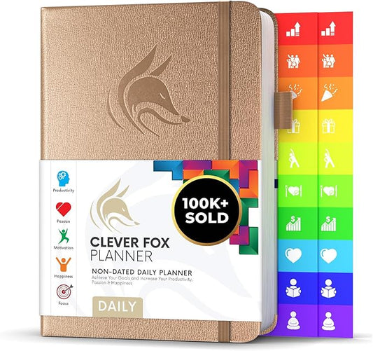 Clever Fox Daily Planner – Undated Planning Notebook with Hourly Schedule & To-Do List – Personal Day Task & Work Organizer, 6 Months (Pearl)-DeskLoop Office