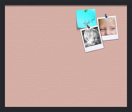 PinPix 24x20 Inch Cork Bulletin Board. This Decorative Framed Pin Board Comes with Pink Pastel Design and a Satin Black Frame. Ideal for Home Office Decor or Message Board (PinPix-1813)-DeskLoop Office