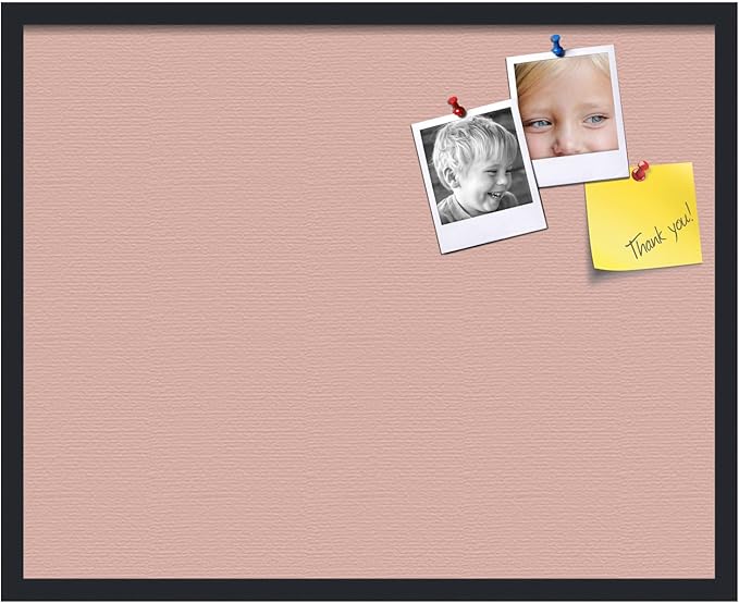 PinPix 30x24 Inch Cork Bulletin Board. This Decorative Framed Pin Board Comes with Pink Pastel Design and a Satin Black Frame. Ideal for Home Office Decor or Message Board (PinPix-1813)-DeskLoop Office