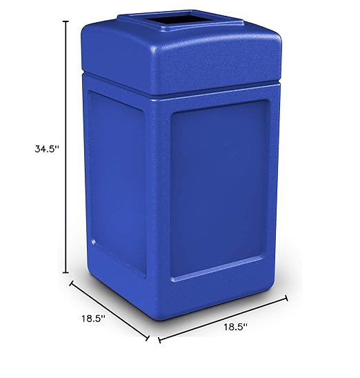 Commercial Zone Products 732104 Square Waste Container,Blue,42 Gallon-DeskLoop Office