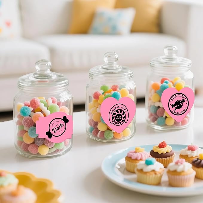 2 Rolls Pink Thermal Labels Personalized & Business Customized Label Stickers for Phomemo 241BT for MUNBYN 130B/RW402B Printers, 600Pcs Waterproof Shipping Label Sheet for Logo/Name/Thanks-DeskLoop Office