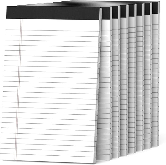 8 Pack Note Pads 5 x 8 Inch Small Legal Pads 5 x 8 White Notepad 5 x 8 Perforated Writing Pads Lined Paper Pads College Ruled Pad Paper 30 Sheets Notebook for Study, To-Do Lists, Office-DeskLoop Office