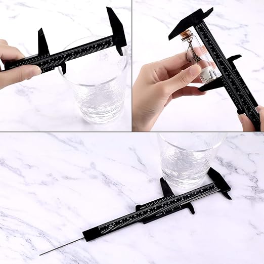 Honoson 10 Pcs Plastic Vernier Caliper 0-6 Inch/0-150 mm for School Student Black Mini Double Scale Sliding Gauge Measuring Tool Vernier Caliper Eyebrow Mapping Ruler Tool for Office Tattoo Artists-DeskLoop Office