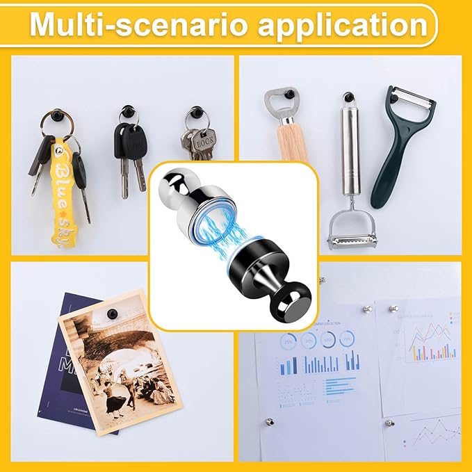 25Pcs Fridge Magnets, Bright Black Strong Refrigerator Magnets Small Push Pin Magnet s, Magnetic Decorative Magnet s for Whiteboard, Classroom, Office, Dry Erase and Map Magnet-DeskLoop Office