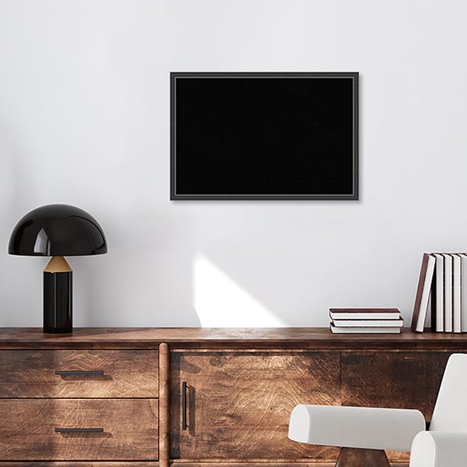 Amanti Art Black Cork Board for Wall, 17x25 Vision Board with Black Wood Frame, Medium Corkboard Office Decor for Home Organization, Traditional Corkboard Pinboard to Display Items for Home-DeskLoop Office