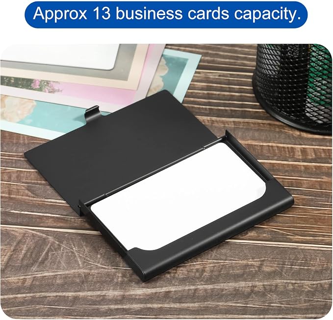 PATIKIL Business Card Holder, 2 Pieces Aluminum Alloy Flip Cover Slim Name - Image 5