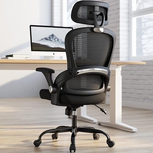 TRALT Office Chair - Ergonomic Office Chair with Back Support, Computer Chair - Home Office Desk Chairs, 330lbs Wide Seat Big and Tall Office Chairs with Headrest, Comfy Desk Chairs (Black)-DeskLoop Office