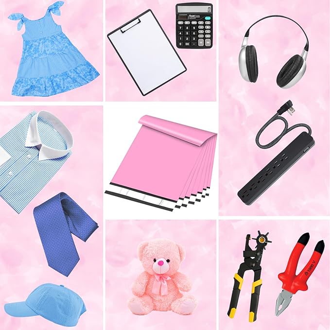 Poly Mailers 10x13 Inch 200 Pcs, Pink Shipping Bags, Mailing Envelopes with Self Seal Adhesive Strip, Waterproof and Tear-Proof Poly Bags for Non-Fragile Items-DeskLoop Office