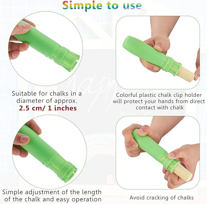 Sidewalk Chalk Holders Railroad Chalk Holder Jumbo Plastic Adjustable Clip for Kids Teachers Students Office or Classroom(10 Pieces)