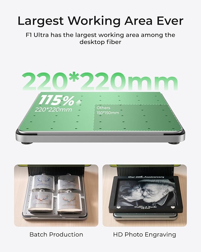 xTool F1 Ultra 20W Fiber & Diode Dual Laser Engraver, 10000mm/s Ultra Fast Laser Engraver and Cutter Machine for Jewelry, Metal, Wood, 16MP Smart Camera, Auto Streamline, 3D Engraving Machine-DeskLoop Office