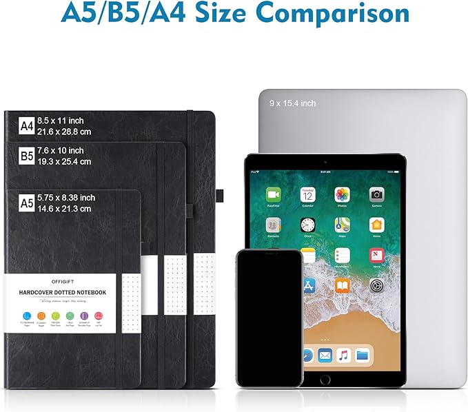 Dotted Journal Notebook, B5 Hardcover Bullet Notebook, 312 Numbered Pages Leather Notebook, 100gsm No Bleed Paper Dot Grid Notebook with Index Pages for Women Men, 7.6'' X 10'', Blue-DeskLoop Office