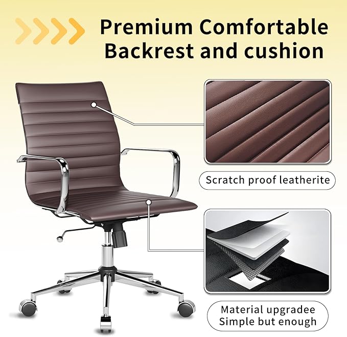 Chair, Desk Computer Chair ,with Armrests ,Ergonomic Office Chair for Home and Office, 17.32 x 22.83 x 35.43 inches, Multiple Colors (Brown)-DeskLoop Office