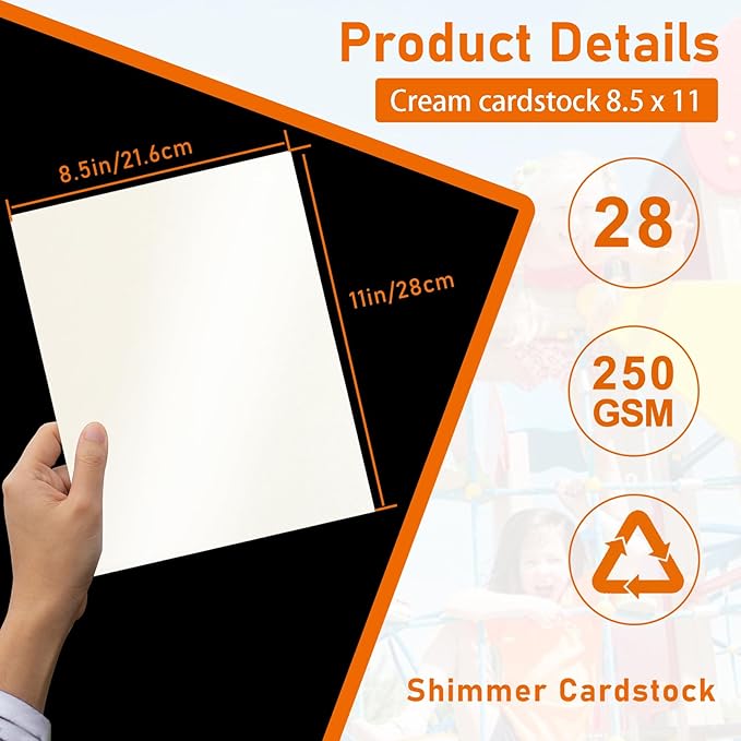 28 Sheets Cream Shimmer Cardstock 8.5 x 11 Ivory Paper, 92lb Premium Off White Paper Card Stock for Wedding Invitations, Crafting, Greeting Cards, Business Cards, Office Printing-DeskLoop Office