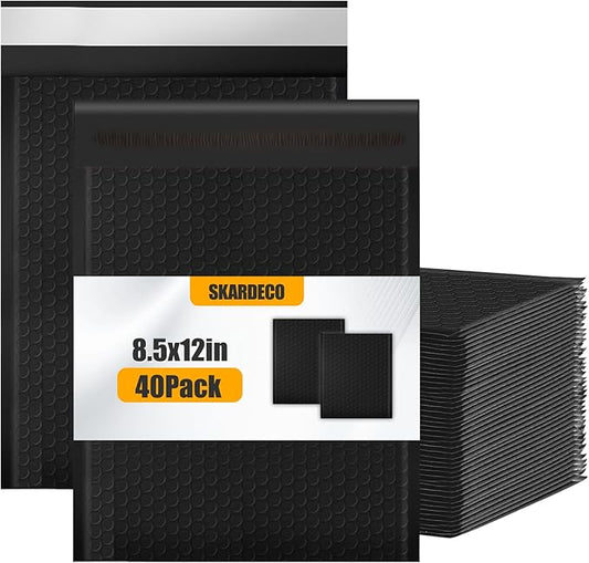 Bubble Mailers 8.5x11inch 40Pack Black Bubble Mailers Self-Seal Padded Mailing Envelopes Bubble Opaque Padded Mailer for Small Businesses to Package and Mail Jewelry Cosmetics#2-DeskLoop Office