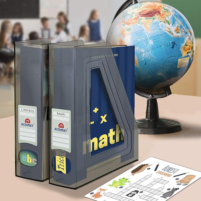 Acrimet Magazine File Holder, Durable Rack, Space-Saving Organizer (Plastic) (Smoke Color) (2 pack)-DeskLoop Office