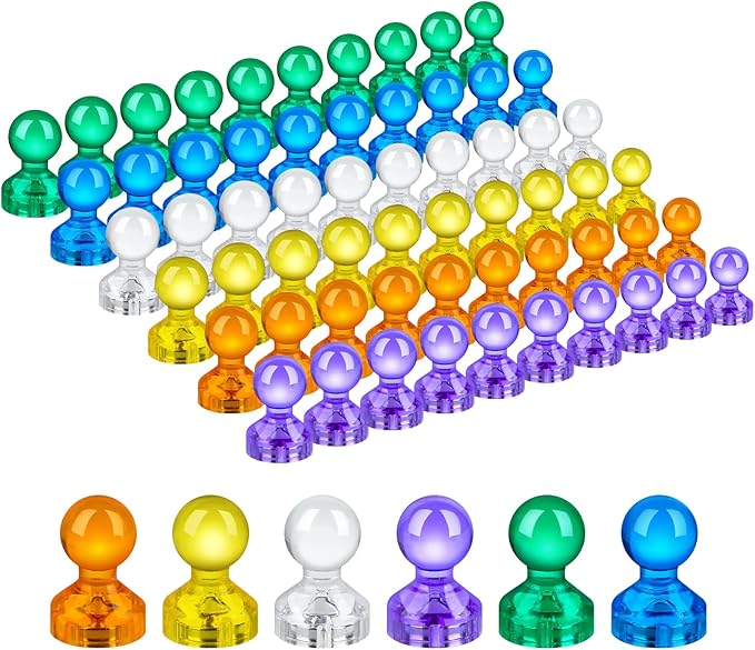 60PCS Colorful Strong Magnetic Push Pin Magnets, 6 Assorted Color for Office, Classroom, Kitchen Home and School, Map Magnets, Whiteboard Magnet-DeskLoop Office