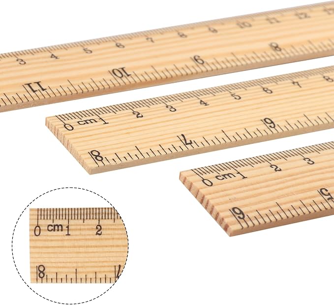 144 Packs Wooden Rulers, 8 Inch Double Sided Wood School Ruler for Home, Student, Office Use, 2 Scale,by GNIEMCKIN-DeskLoop Office