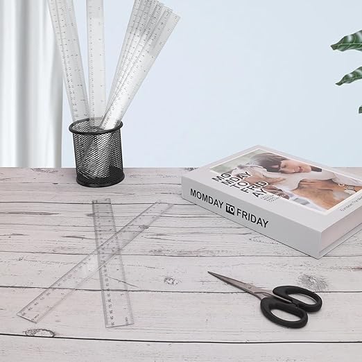 200 Pack 12 Inch Plastic Rulers Bulk, Clear Plastic Ruler, Transparent Ruler with Dual-Scale Measurement, Easy to Store, for Home, Office, Practical Use by KUKLIPJIM-DeskLoop Office