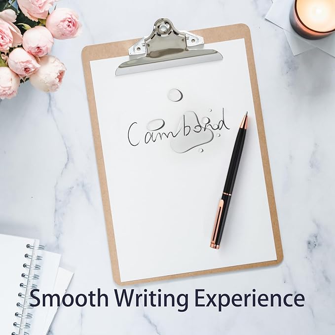 Cambond Ballpoint Pens Black Pen - Bulk Metal Pen Black Ink 1.0 mm Medium Point Rose Gold Pens for Men Women Police Uniform Office Business, 3 Pens with 6 Refills (Black)-DeskLoop Office