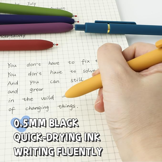 6 Pcs Gel Pens 0.5mm Quick Dry Black Ink Pens Fine Point Smooth Writing Pens, Cute Office and School Supplies Gifts for Women Teacher Students (6 Pcs Vintage Gold)-DeskLoop Office