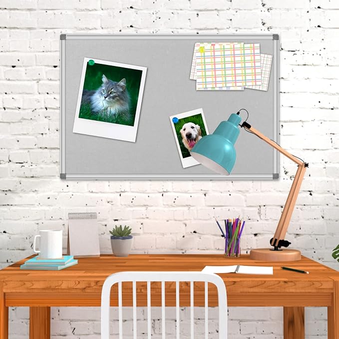 36x24-Inch Gray Felt Bulletin Board - Image 9