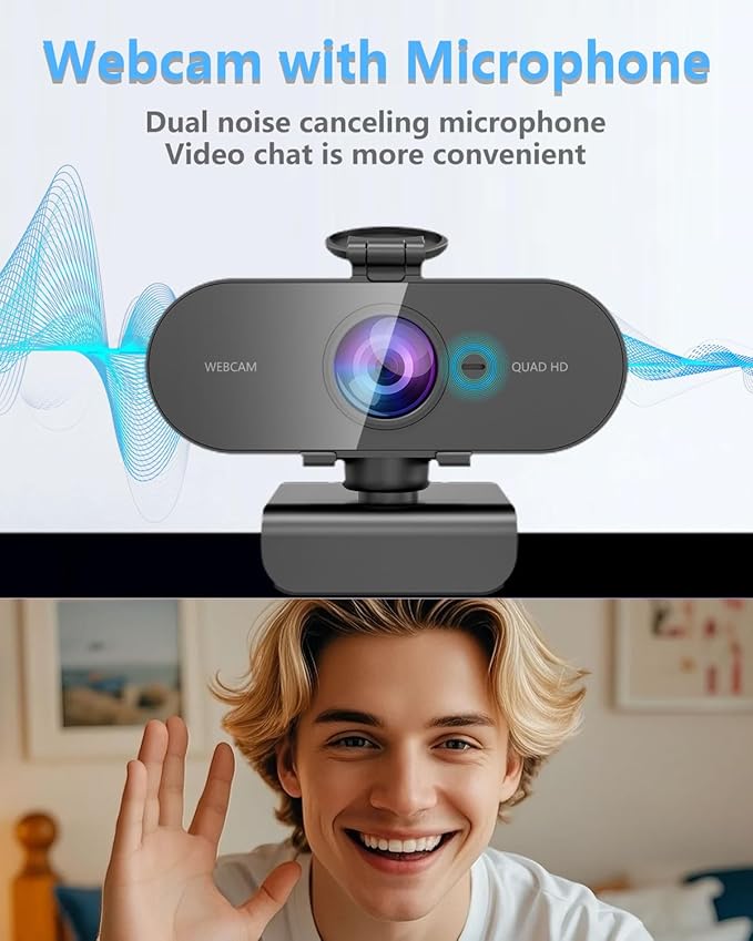 2K Webcam for PC Mac Laptop with Microphone,Full HD Web Cam for Streaming with Privacy Cover Sliders,USB C Web Camera for Desktop Computer Monitor,External Small Best Webcam For Microsoft Teams Gaming-DeskLoop Office