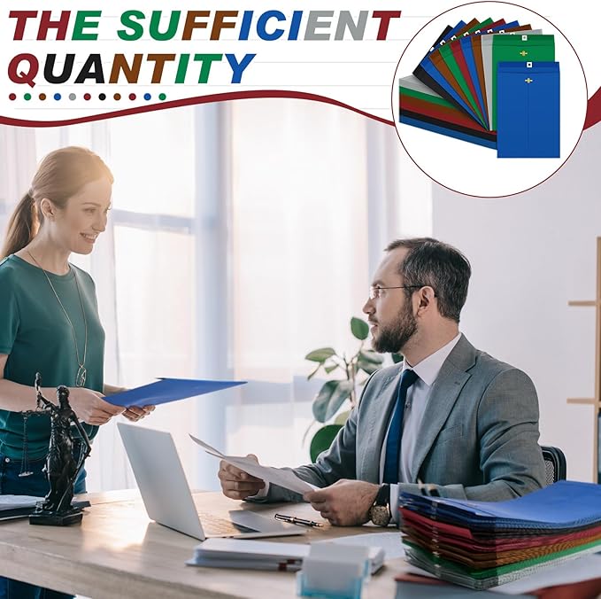 Geyee 100 Pcs Clasp Manilla Envelopes 9 x 12 Inch Gummed Colored Envelopes for Storing or Mailing for Home Office Business Supplies(Retro Color)-DeskLoop Office