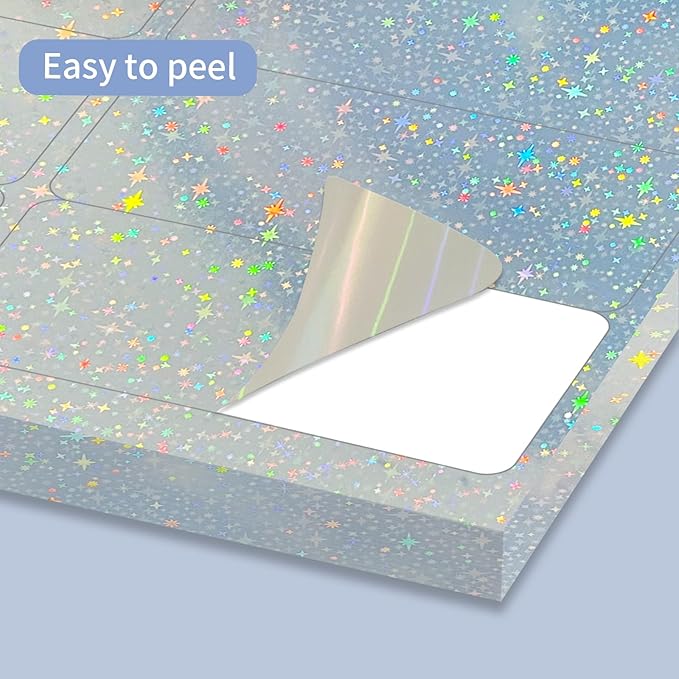 STARLIBOO Shipping Labels Stickers, 2"×4" Printable Holographic Mailing Labels for Laser/Inkjet Printing- Matte, Permanent Adhesive Sticker (Holographic Star)-DeskLoop Office