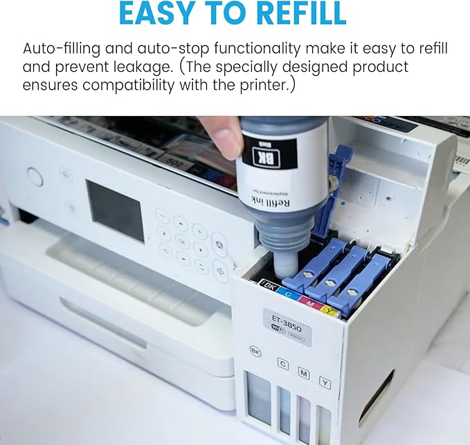 T522 522 Ink Refill Bottles for Epson EcoTank Printers ET-2800 ET-4800 ET-4700 ET-2400 ET-2720 ET-2803 (2 Black, 1 Cyan, 1 Magenta, 1 Yellow)-DeskLoop Office