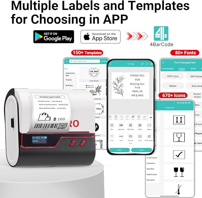 ORGBRO Z3 Label Maker Machine with Tape, 3 Inch Bluetooth Thermal Label Printer, Portable Sticker Printer for Small Business, Office, Home Organization, Barcode, Address, Compatible with Phones & PC-DeskLoop Office