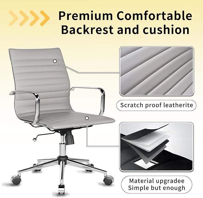 Chair, Desk Computer Chair ,with Armrests ,Ergonomic Office Chair for Home and Office, 17.32 x 22.83 x 35.43 inches, Multiple Colors (Grey)-DeskLoop Office