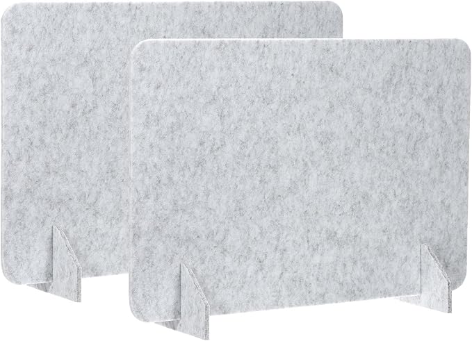 PATIKIL Desk Divider, 2 Set 24 x 16 Inch Acoustic Freestanding Desk Divider Desk Privacy Panel with 4 Pcs Support Feet for Library Office Workstation, Light Grey-DeskLoop Office