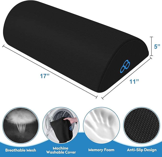 StepLively Foot Rest Ergonomic Pillow for Under Desk at Work, Anti-Fatigue Footrest Support Pillow for Fatigue & Pain Relief, Comfortable for Office Chair, Car Seat & Gaming Chair - Black-DeskLoop Office