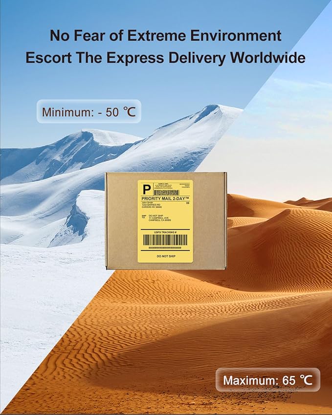 Phomemo 4x6 Thermal Label Printer Paper - 500 PCS Yellow 4"x6" Fan-Fold Shipping Supplies Labels - Water/Oilproof Label Stickers - Permanent Adhesive Thermal 4x6 Labels for Small Business-DeskLoop Office