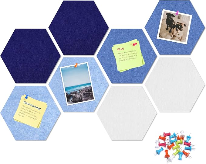 8 Pack Hexagon Felt Bulletin Board Tiles - Image 9